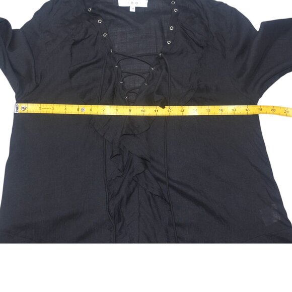 IRO Finley Lace up Front Poet Ruffle Boho Black Blouse 34 XS - Picture 9 of 10